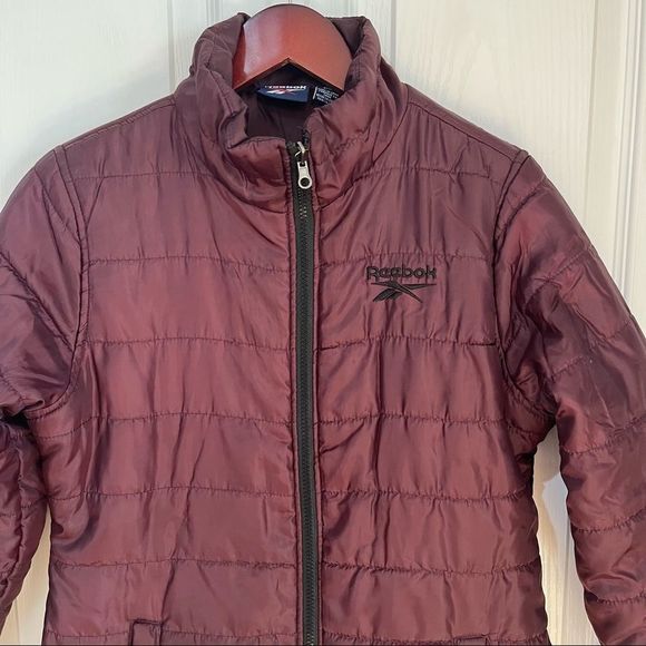 Reebok women’s burgandy quilted jacket 2 pockets size small - Picture 3 of 12